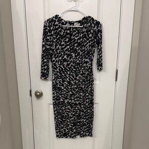 Calvin Klein Black and White Long Sleeve Dress